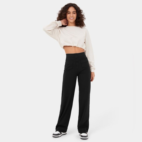 Halara High Waisted Button Multiple Pockets Straight Leg Casual Pants NEW!!!🖤 - Picture 9 of 16